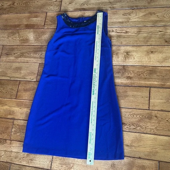 Ann Taylor Blue & black sleeveless sheath dress 10 - Picture 8 of 9